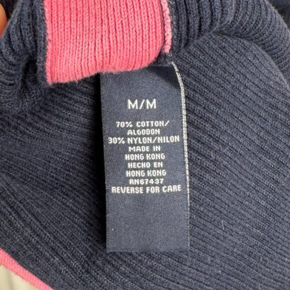 Vintage Y2K Ralph Lauren Polo Jeans Navy Rib Knit Sweater Flag Patch sz Medium - Picture 7 of 7